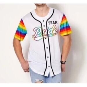 Spencer's Pride Jersey Short Sleeve Button Front Size Medium